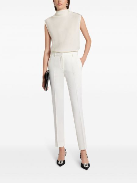 Vlněné rovné kalhoty Versace bílé