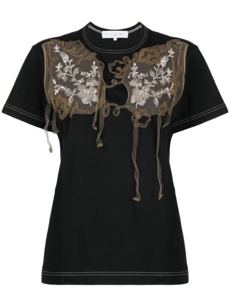 Haftowana koszulka bawełniana w kwiatki Comme Des Garçons Tao czarna