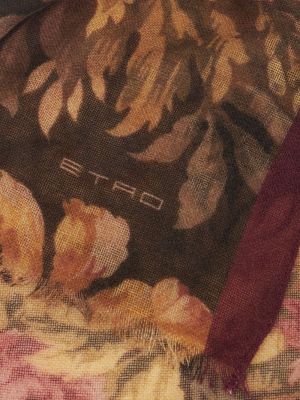 Květinový kašmírový šál s potiskem Etro hnědý