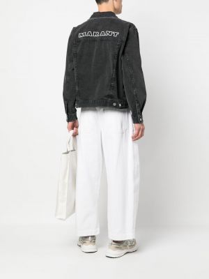 Džínová bunda s výšivkou Isabel Marant černá