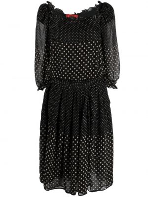 Průsvitné puntíkaté hedvábné šaty Valentino Garavani Pre-owned černé