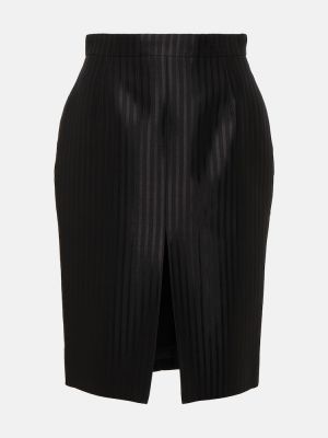 Pruhované hedvábné vlněné mini sukně Saint Laurent černé