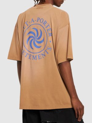 T-shirt di cotone con stampa Vetements marrone