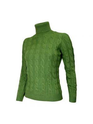 Jersey cuello alto de lana de cachemir de tela jersey Cashmere Company verde