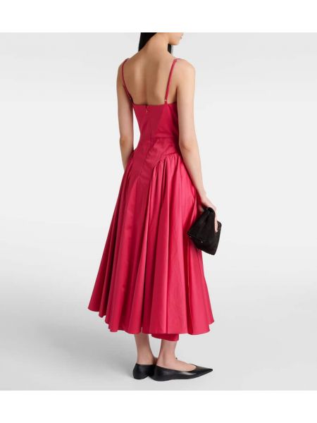 Pamučna midi haljina Tove ružičasta