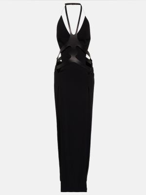Puntíkaté viskózové kožené midi šaty Dion Lee - černá