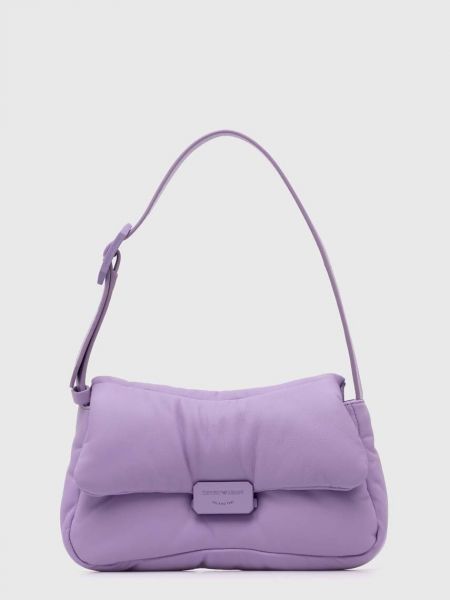 Шкіряна сумка шопер Emporio Armani фіолетова