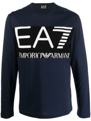 Trykt t-skjorte Ea7 Emporio Armani blå