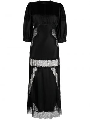 Plisirana svilena večernja haljina Cynthia Rowley crna