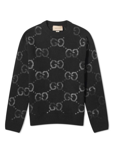 Жаккардовый свитер Gucci черный