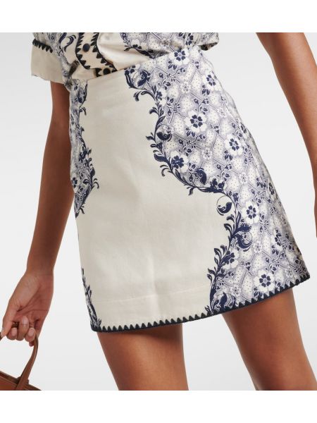 Mini falda de lino de algodón Alemais azul