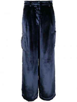 Pantaloni cargo de catifea Loulou Studio albastru