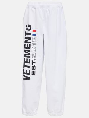 Памучни спортни панталони Vetements бяло