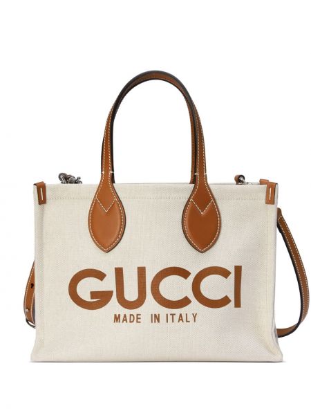 Borsa shopper di pelle di lino Gucci