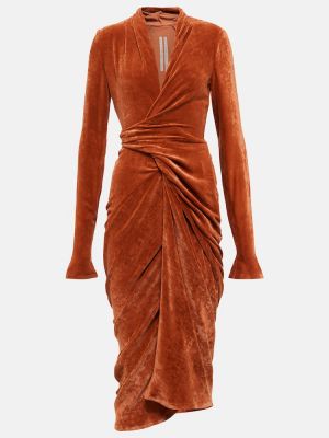 Jedwabne sukienka midi Rick Owens - pomarańczowy