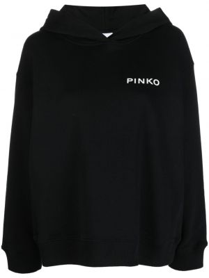 Bluza z kapturem bawełniana z nadrukiem Pinko czarna