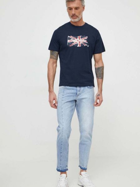 Pamučna majica Pepe Jeans plava