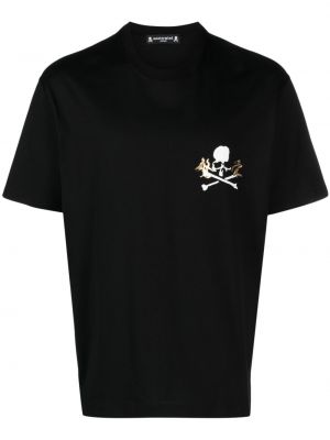 Kokvilnas t-krekls ar apdruku Mastermind Japan melns
