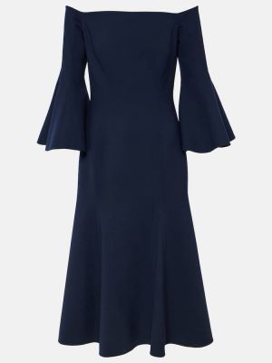 Sukienka midi wełniana Oscar De La Renta niebieska