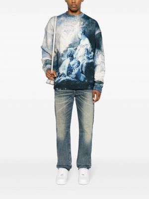 Sweter bawełniany Roberto Cavalli niebieski