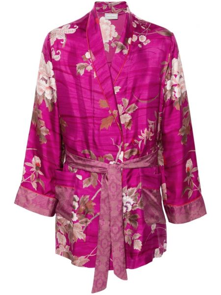 Květinový hedvábný dlouhý kabát Pierre-louis Mascia růžový