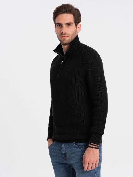 Плетен пуловер Ombre черно
