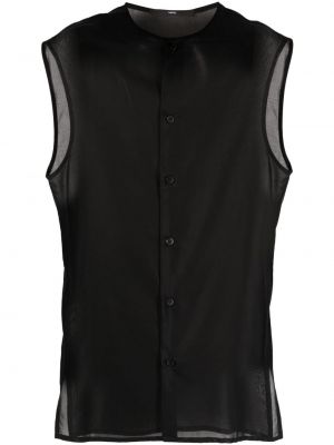 Pérová bavlnená košeľa na gombíky Sapio čierna