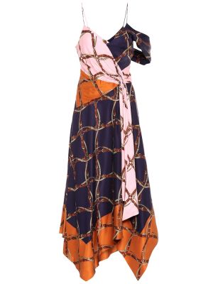 Saténové dlouhé šaty s potiskem Simkhai