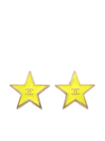 Boucles d'oreilles à boucle à motif étoile Chanel Pre-owned jaune