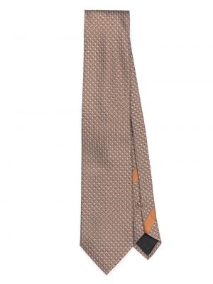 Cravată de mătase cu imprimeu geometric Zegna maro