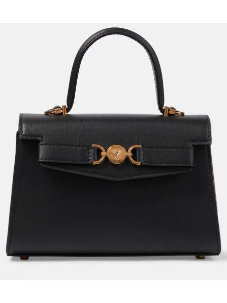 Δερμάτινη τσάντα shopper Versace μαύρο