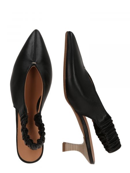 Полуотворени обувки с ток с отворена пета Donna Carolina черно