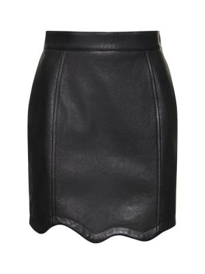 Kožená sukňa s vysokým pásom Moschino čierna