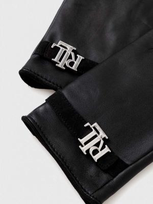 Rękawiczki skórzane Lauren Ralph Lauren czarne