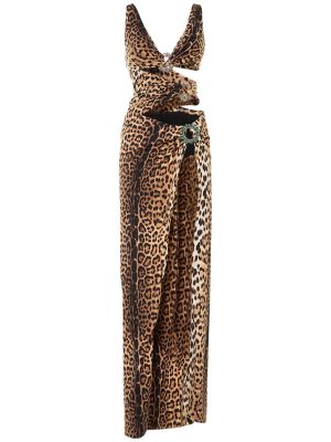 Sukienka długa z nadrukiem z dżerseju Roberto Cavalli