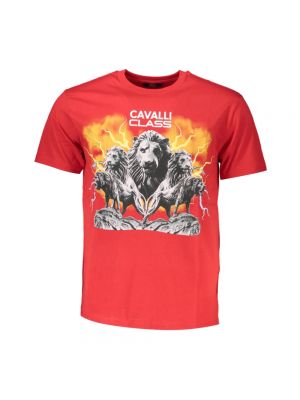 Koszulka z nadrukiem Cavalli Class czerwona