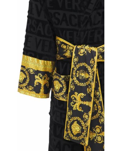 Szlafrok bawełniany Versace czarny