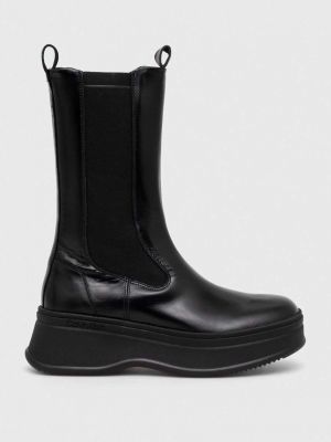 Černé kožené chelsea boots na platformě Calvin Klein