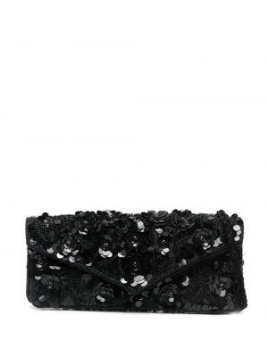Чанта тип „портмоне“ с пайети на цветя P.a.r.o.s.h. черно