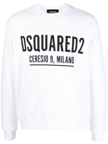 Trykt bomull sweatshirt Dsquared2 hvit