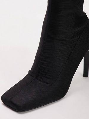 Черные ботинки-носки на высоком каблуке Topshop Tia