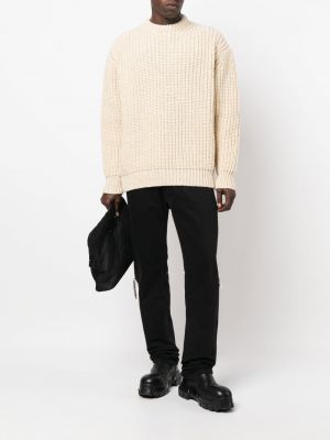 Sweter z okrągłym dekoltem chunky Raf Simons beżowy