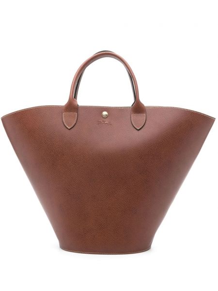 Kožená nákupná taška Longchamp hnedá