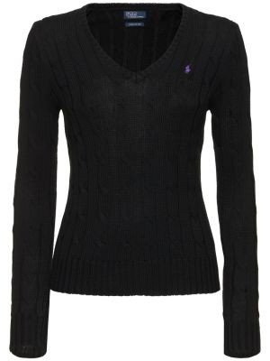 Suéter de punto con trenzado Polo Ralph Lauren negro