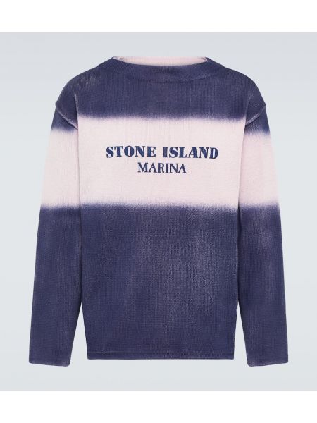 Bavlněný svetr Stone Island modrý