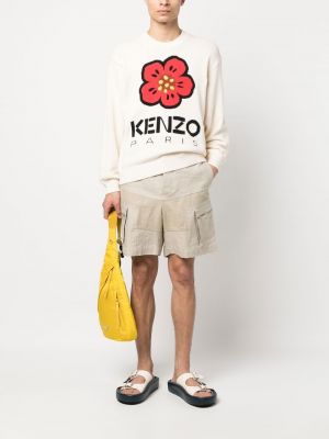 Džemperis ar ziediem ar apaļu kakla izgriezumu Kenzo balts