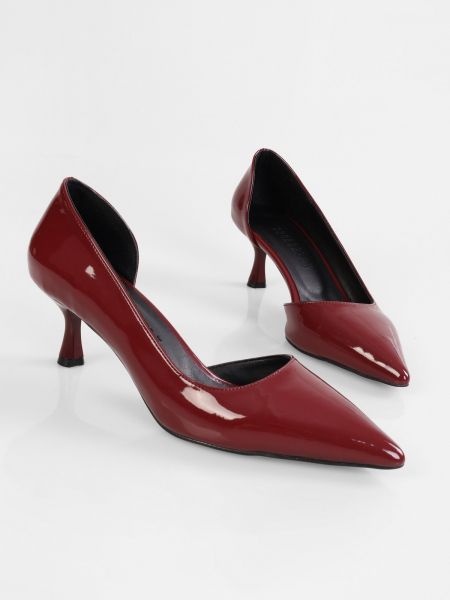 Кожени ниски обувки от лакирана кожа Shoeberry винено червено