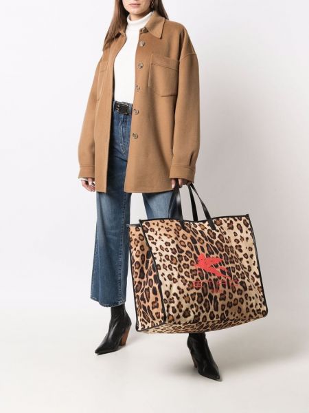 Bolso shopper con estampado animal print Etro marrón