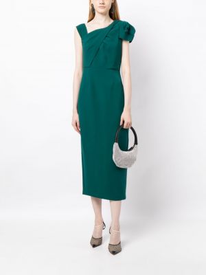 Sukienka midi bez rękawów asymetryczna Roland Mouret zielona