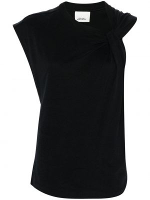 Asimetrisks kokvilnas t-krekls Marant Etoile melns